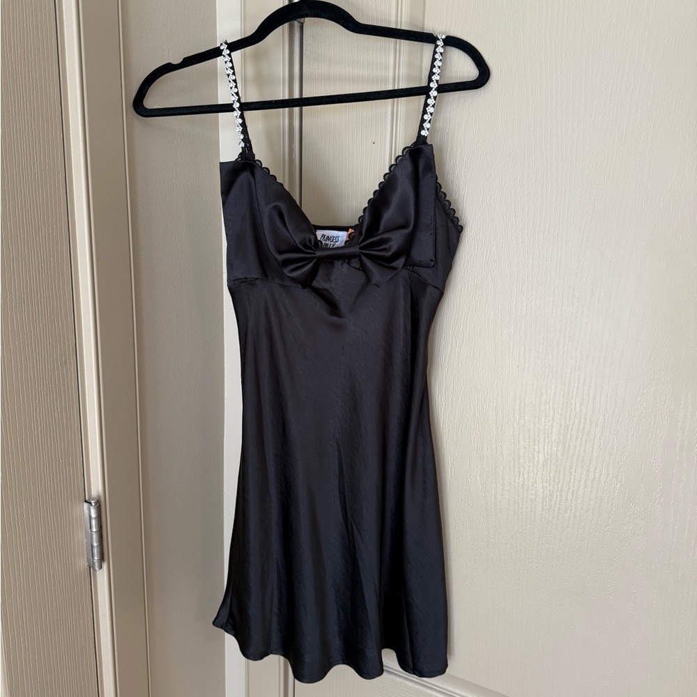 Black bow mini dress